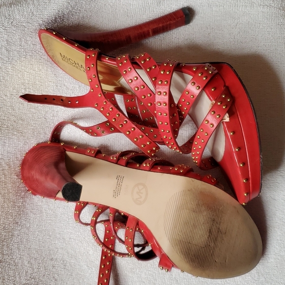 Beautiful Strappy Red and Gold Michael Kors Heels - Picture 2 of 3